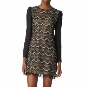 Ted Baker “Malita” Black Lace Cocktail Dress with Sheer Sleeves, 2
